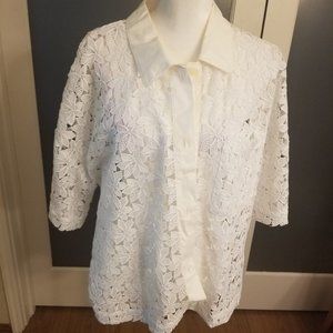 EUC Kate Spade Heavy Lace Like Button Front Top/Blouse